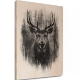 Slika na drvu - Jelen u tihoj maglici