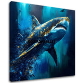 Dekorativna slika na platnu - PREMIUM ART - Shark Force in Dark Water - slika 2