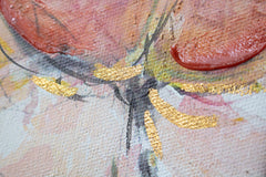Ručno oslikana slika na platnu s motivom ružičasto i narančasto cvijeće – dodatni prikaz s vidljivom teksturom i kompozicijom, Papilora.
