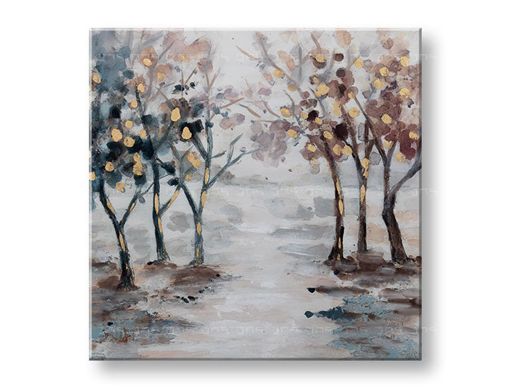 Ručno oslikana slika za zid DRVEĆE 60x60 cm – 3D perspektiva platna na drvenom okviru | 100 % original | akril na platnu ARTMIE | Papilora.sk