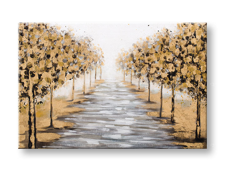 Ručno oslikana slika na zidu STABLA 90x60 cm – 3D perspektiva platna na drvenom okviru | 100 % original | akril na platnu ARTMIE | Papilora.sk