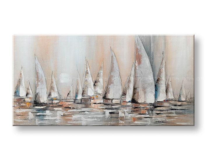 Ručno oslikana slika za zid JEDRENJACI 140x70 cm – 3D perspektiva platna na drvenom okviru | 100 % original | akril na platnu ARTMIE | Papilora.sk