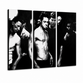 Ručno oslikana POP Art slika Borilački klub 3 dijela fc – 3D vizualizacija ručno oslikanog platna na bijeloj pozadini. Dominantne boje: crna, bijela, siva.