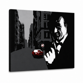 Ručno oslikana POP Art slika James Bond 1 dio bond3 – 3D vizualizacija ručno oslikanog platna na bijeloj pozadini. Dominantne boje: crna, siva, crvena.