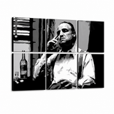 Ručno oslikana POP Art slika MARLON BRANDO 6-dijelna mb9 – 3D vizualizacija ručno oslikanog platna na bijeloj pozadini. Dominantne boje: crna, bijela, siva.