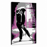 Ručno oslikana POP Art slika Michael Jackson 1 komad mj3 – 3D vizualizacija ručno oslikanog platna na bijeloj pozadini. Dominantne boje: crna, ružičasta, siva, bijela.