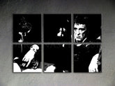 Ručno oslikana slika na platnu s motivom al pacino u crno-bijeloj tehnici – 3D prikaz platna s vidljivim drvenim okvirom, Papilora.