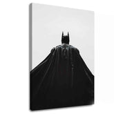 Slika na platnu s motivom batman s leđa, crno-bijelo – 3D prikaz platna s vidljivim drvenim okvirom, Papilora.