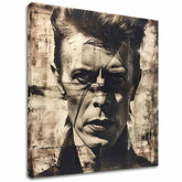 Slika na platnu s motivom david bowie portret crno-bijeli – 3D prikaz platna s vidljivim drvenim okvirom, Papilora.