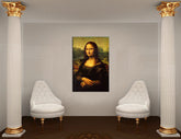 Slika na platnu s motivom mona lisa portret žene – 3D prikaz platna s vidljivim drvenim okvirom, Papilora.