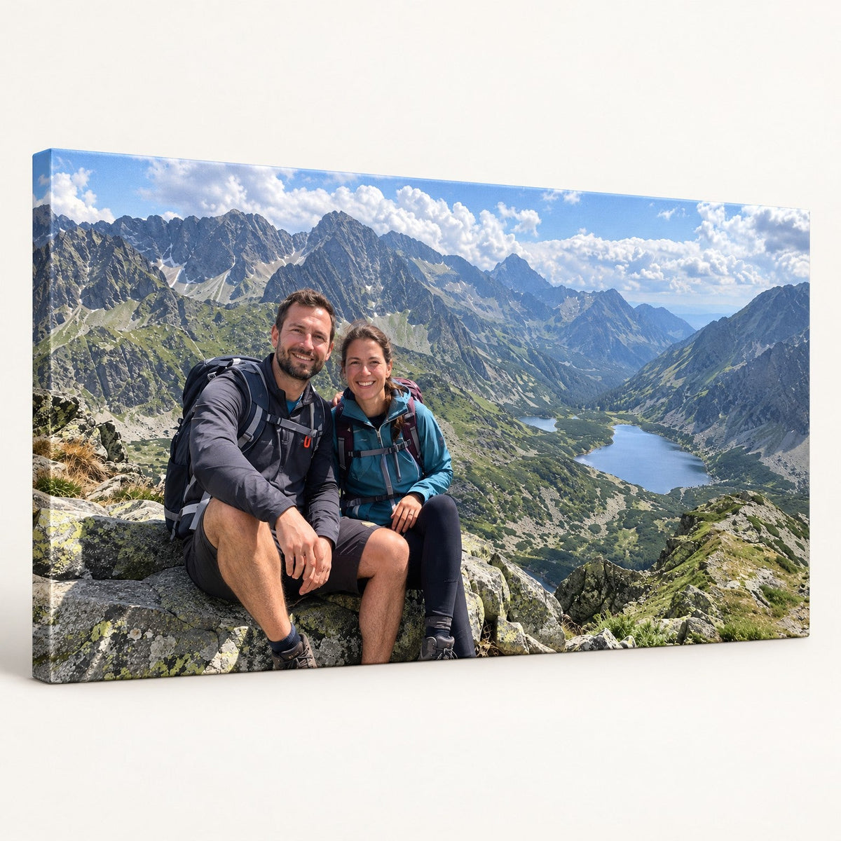 Panoramska slika s fotografije planina na platnu na drvenom okviru 2 cm, pogled sa strane