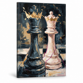 Slika šahovskog kralja na platnu s 3D impasto efektom i drvenim okvirom, Papilora Premium Art.