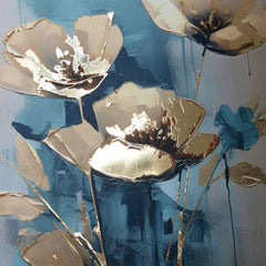 Zidni poster s EXTRA efektom - Teal Flowers | različite dimenzije