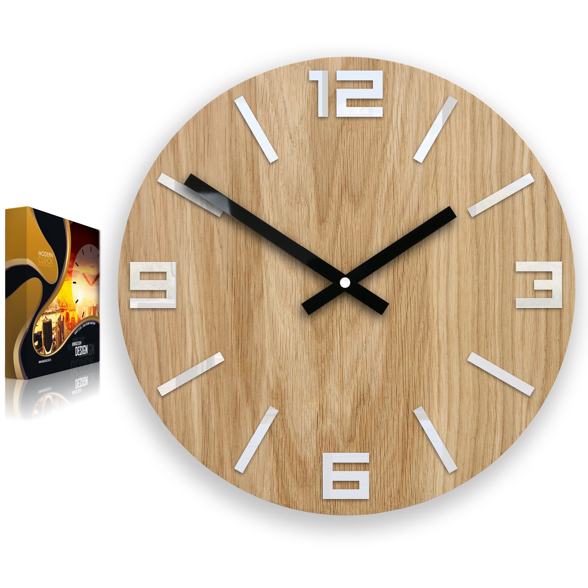 Drveni zidni sat ARABIC bijeli