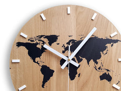 Drveni zidni sat Map Black