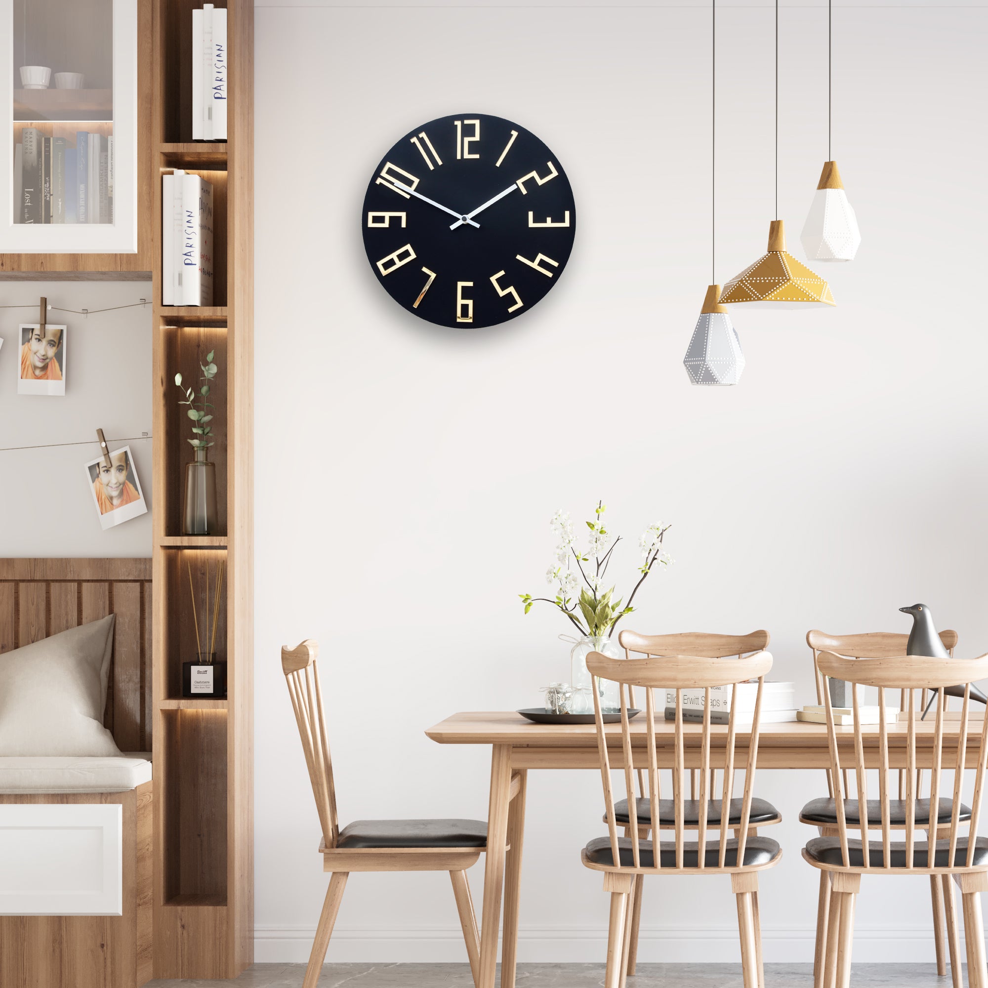 Moderni zidni sat SLIM Matte Black