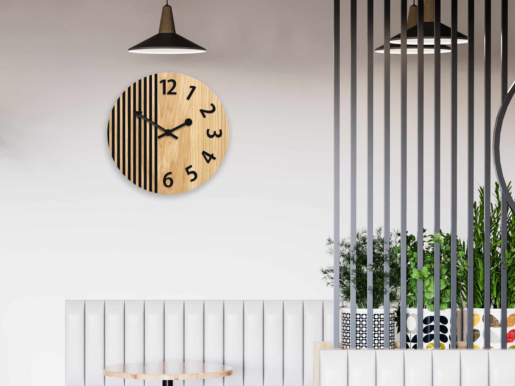 Drveni zidni sat London Black