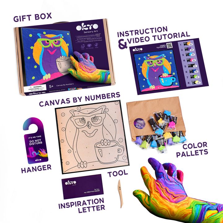 OKTO slika sa samostvrdnjavajućom masom 30 x 30 cm Sova