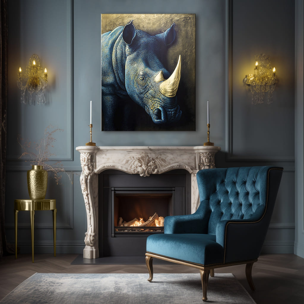 Zlatni dodir na nosorogovom oklopu savane | različite dimenzije