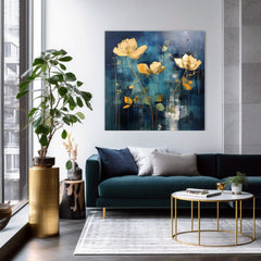 Bezvremenska elegancija na platnu Zlatni pejzaž u plavim tonovima | različite dimenzije