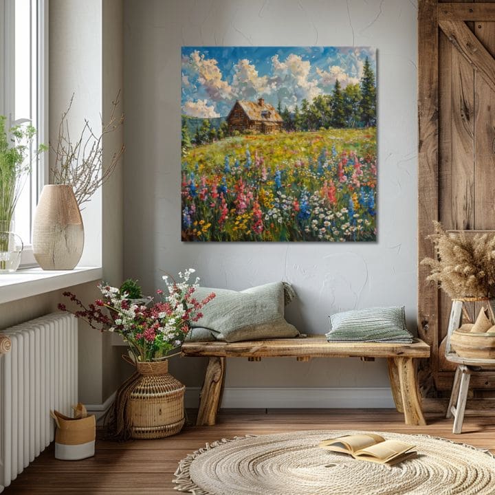 Slika pejzaža na platnu Ljeto kod bake