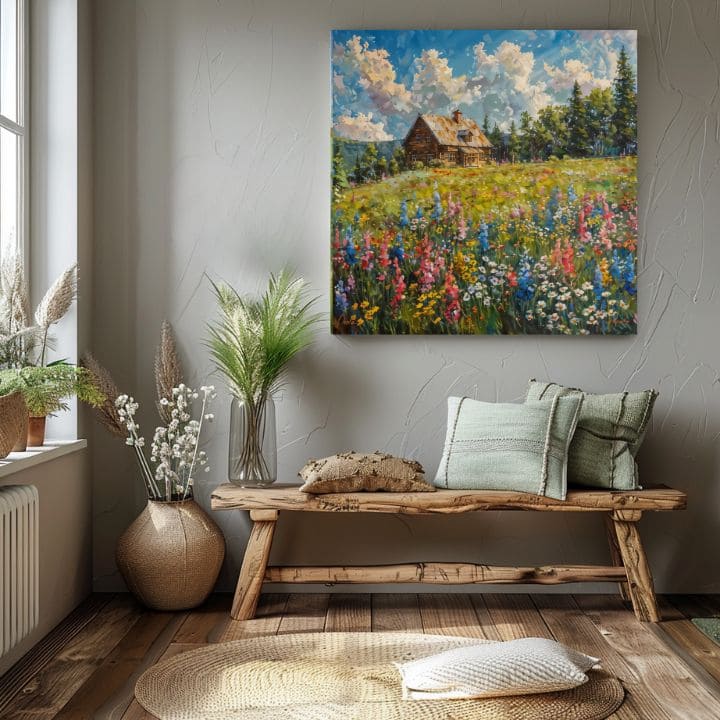 Slika pejzaža na platnu Ljeto kod bake