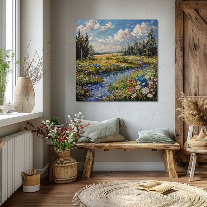 Pejzažna slika na platnu Potok u prirodi