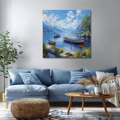 Pejzažna slika na platnu Mirno jezero