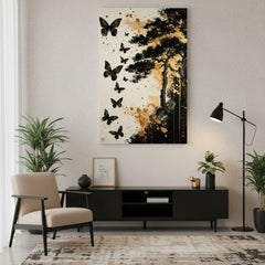 Slika na platnu Butterfly Harmony - Crno-zlatni dizajn