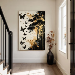 Slika na platnu Butterfly Harmony - Crno-zlatni dizajn
