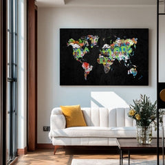 Slika na platnu Mapa Sveta - Dizajnerski motivi