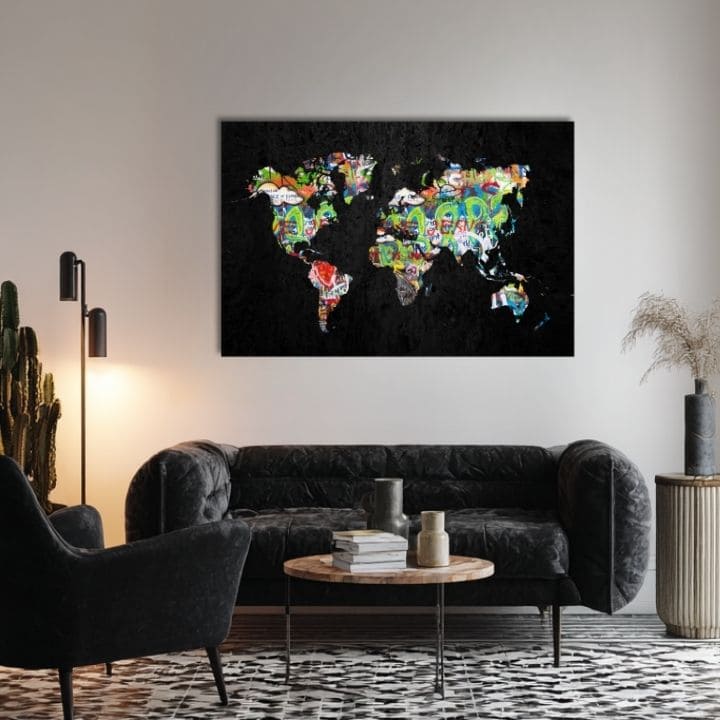 Slika na platnu Mapa Sveta - Dizajnerski motivi