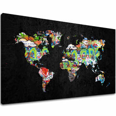 Slika na platnu Mapa Sveta - Dizajnerski motivi