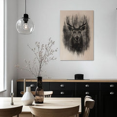 Slika na drvu - Jelen u tihoj maglici