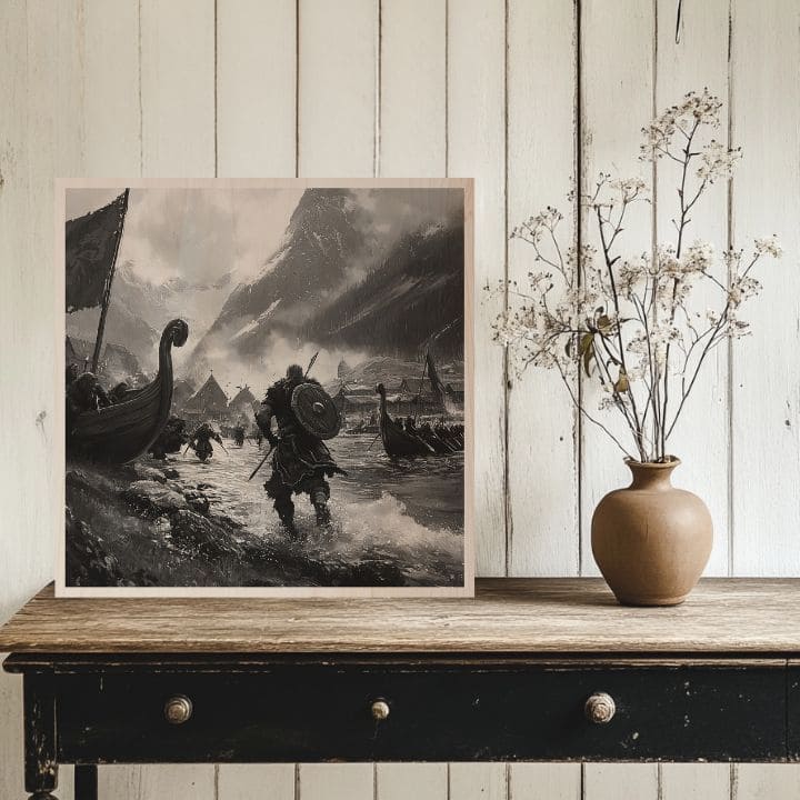 Slika na drvu - Dolazak Vikinga