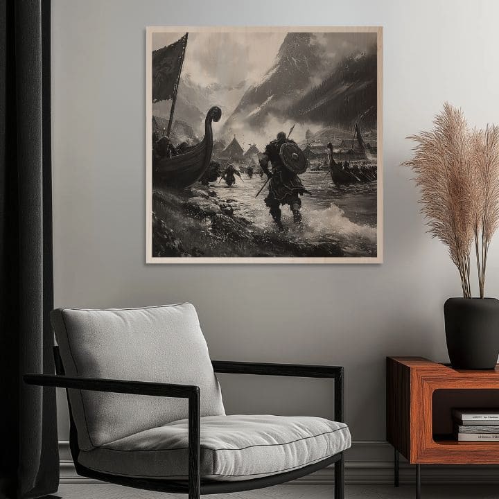 Slika na drvu - Dolazak Vikinga