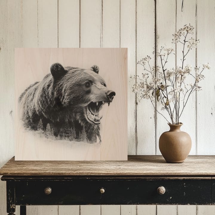 Slika na drvu Björn - Čuvar skandinavskih šuma