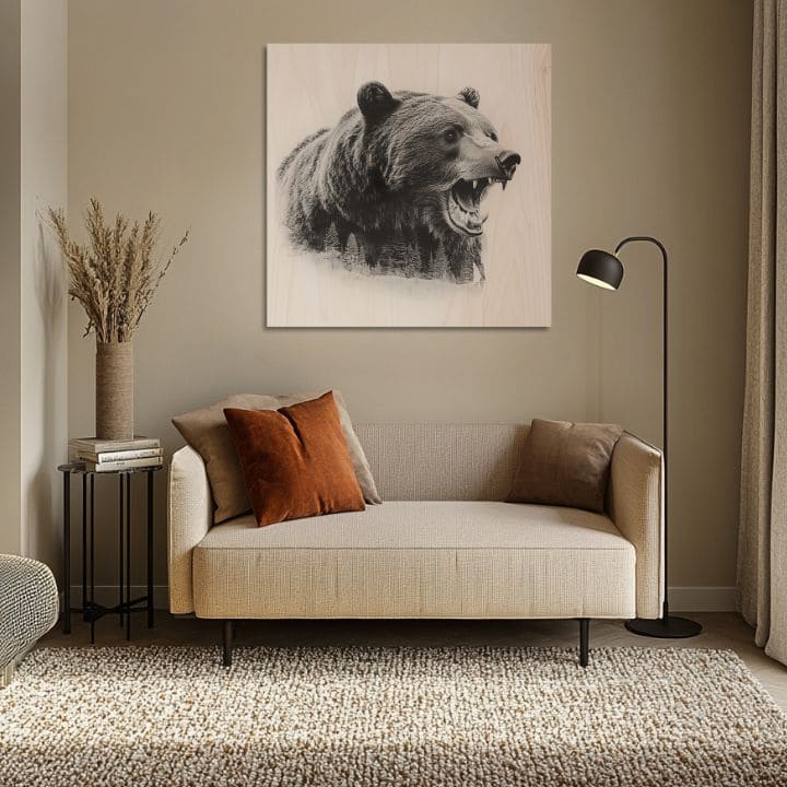 Slika na drvu Björn - Čuvar skandinavskih šuma