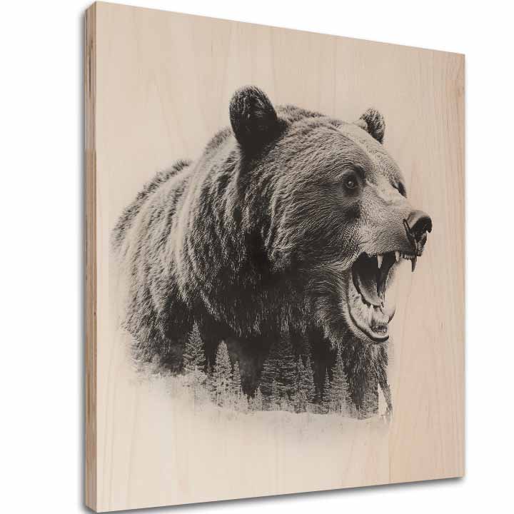 Slika na drvu Björn - Čuvar skandinavskih šuma