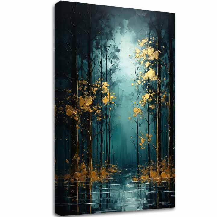 Moderni zidni dekor Golden leaf fantasy - PREMIUM ART - slika 2