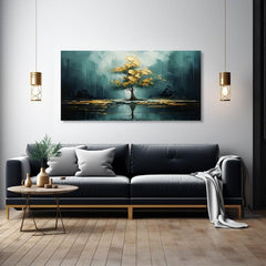 Moderni zidni dekor Zlatni odraz u jezeru - PREMIUM ART