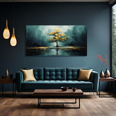 Moderni zidni dekor Zlatni odraz u jezeru - PREMIUM ART - slika 3