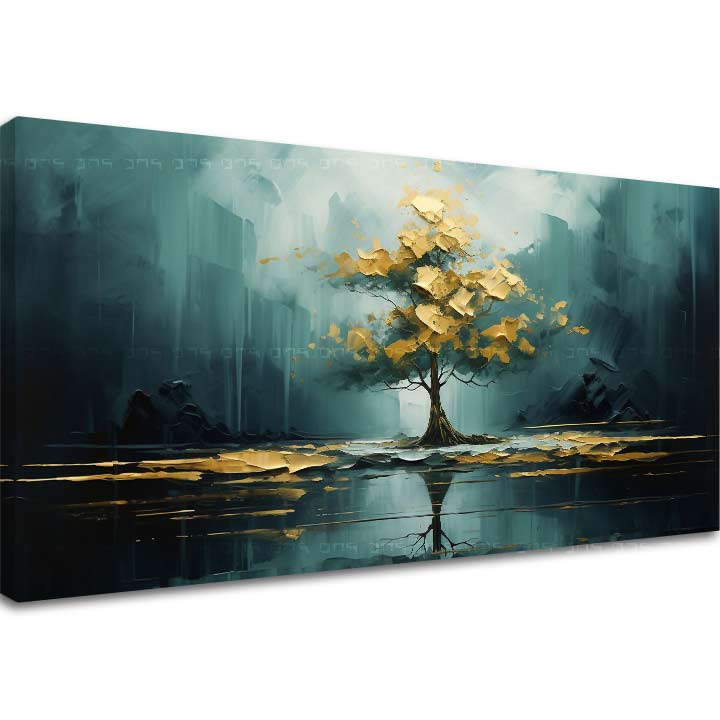 Moderni zidni dekor Zlatni odraz u jezeru - PREMIUM ART - slika 2