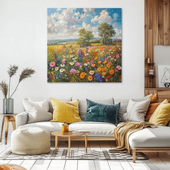 Slika polja cvijeća na platnu Ljetna livada | Akrilni detalji