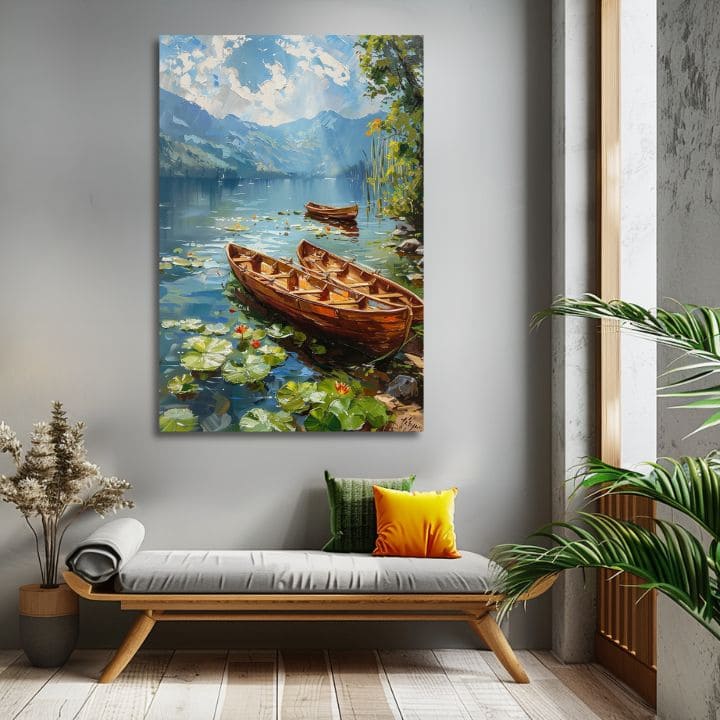 Pejzaž na platnu Slika Romantika u paru | Akrilni detalji