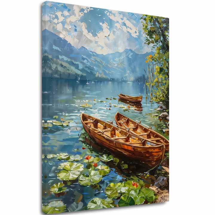 Pejzaž na platnu Slika Romantika u paru | Akrilni detalji