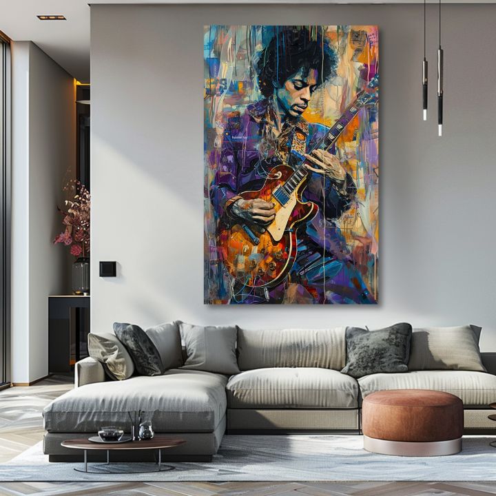 Slika JIMI HENDRIX - Guitar on Fire | 100% originalno oslikano akrilom