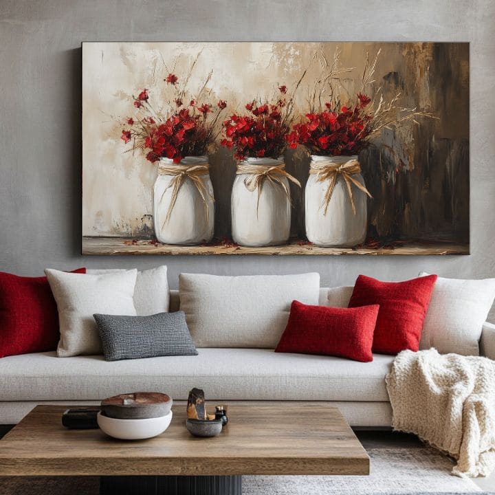 Rustikalno slikarstvo | Divlje cvijeće u vazi | 100% originalna akrilna slika