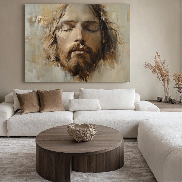 Isus Krist u molitvi | Slikano akrilom i zlatnim listićima