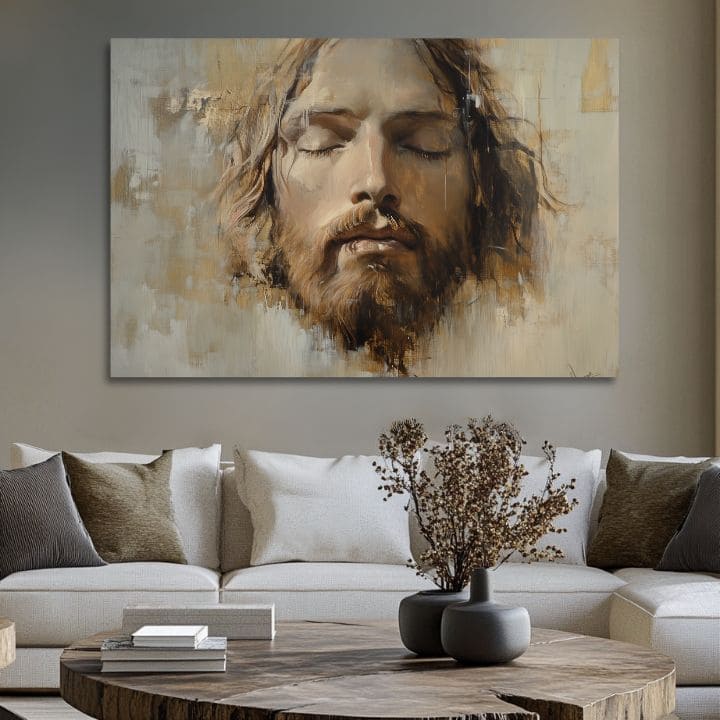 Isus Krist u molitvi | Slikano akrilom i zlatnim listićima